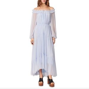 NWT MAJE Elegant Off-Shoulder Light Blue Dress